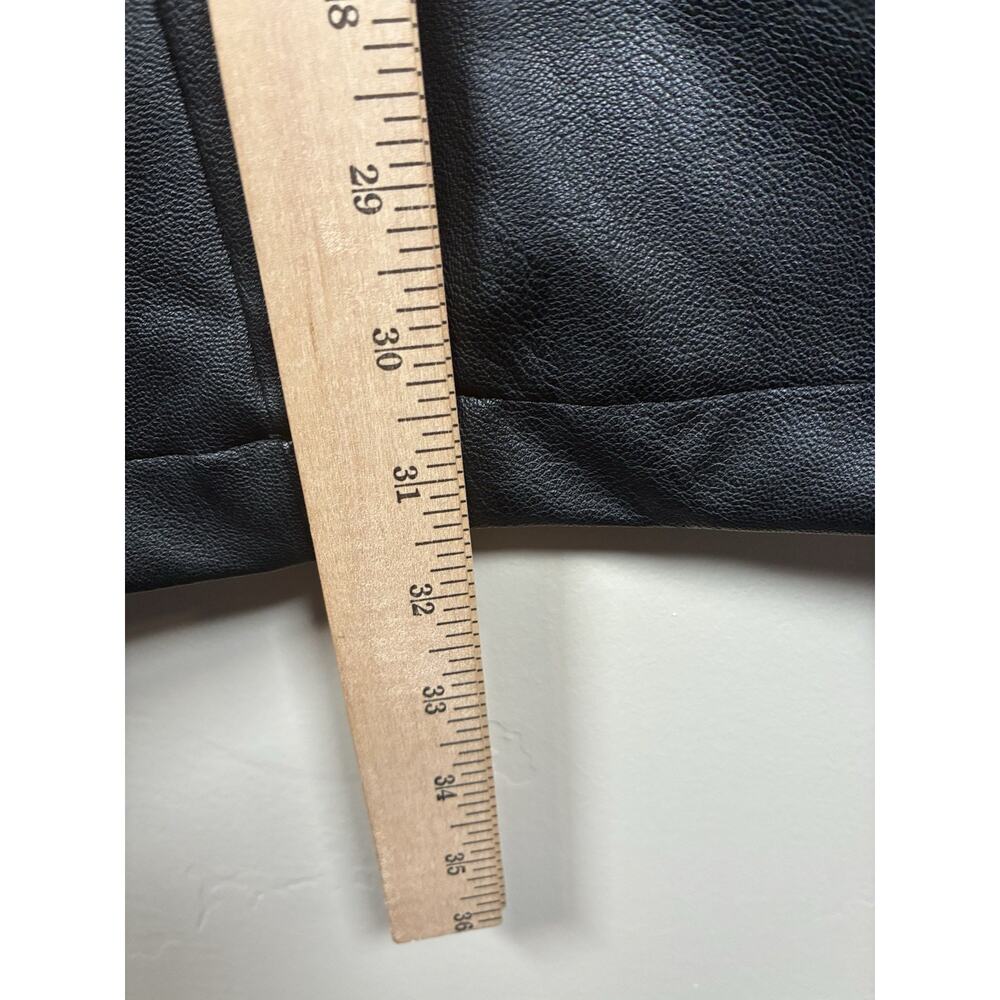 Spanx M Black Faux Leather Flare Pants High Waist Pull On Shaping Y2K Stretch - Picture 7 of 7
